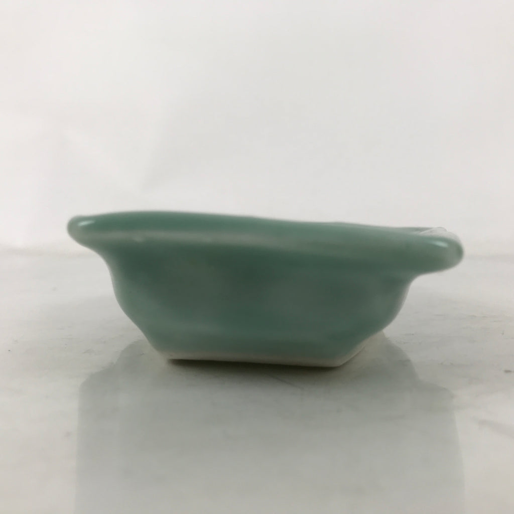 Antique Japanese Porcelain Small Plate Kozara Hexagon Celadon Sayagata Y320