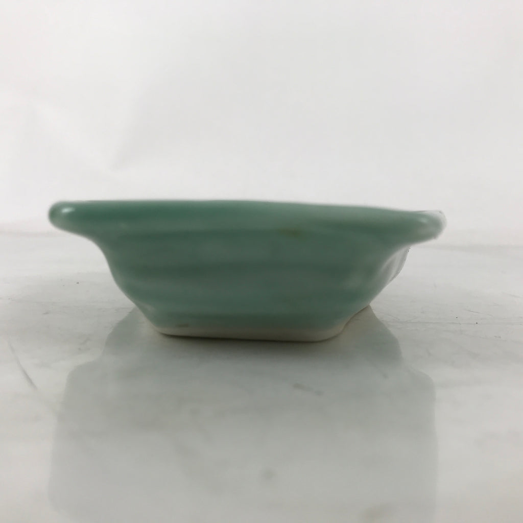 Antique Japanese Porcelain Small Plate Kozara Hexagon Celadon Sayagata Y321