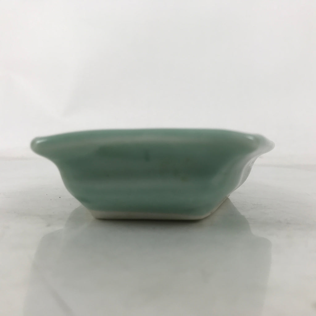 Antique Japanese Porcelain Small Plate Kozara Hexagon Celadon Sayagata Y321