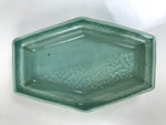 Antique Japanese Porcelain Small Plate Kozara Hexagon Celadon Sayagata Y321
