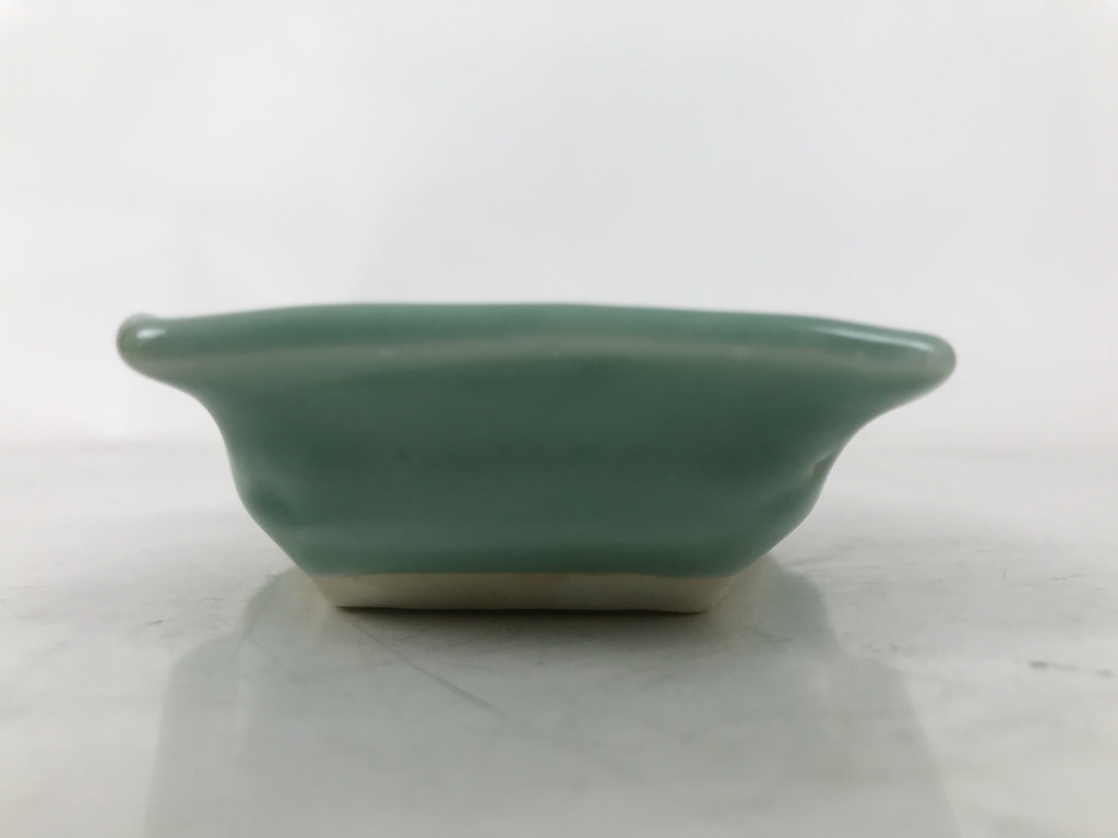 Antique Japanese Porcelain Small Plate Kozara Hexagon Celadon Sayagata Y322
