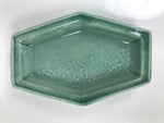 Antique Japanese Porcelain Small Plate Kozara Hexagon Celadon Sayagata Y322