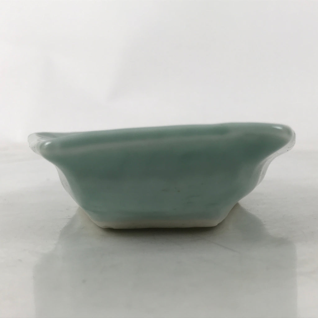Antique Japanese Porcelain Small Plate Kozara Hexagon Celadon Sayagata Y323