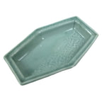 Antique Japanese Porcelain Small Plate Kozara Hexagon Celadon Sayagata Y323