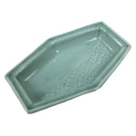 Antique Japanese Porcelain Small Plate Kozara Hexagon Celadon Sayagata Y323