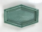 Antique Japanese Porcelain Small Plate Kozara Hexagon Celadon Sayagata Y325