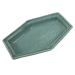 Antique Japanese Porcelain Small Plate Kozara Hexagon Celadon Sayagata Y325