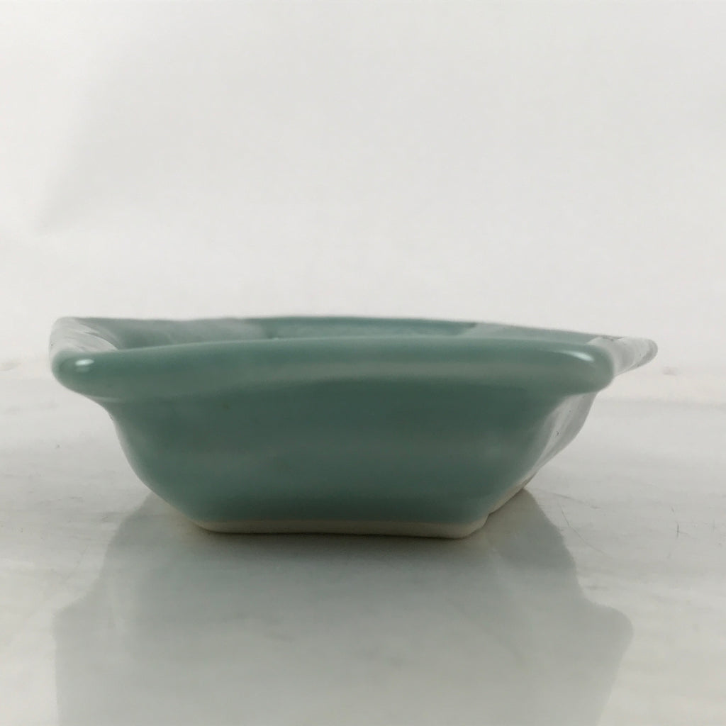 Antique Japanese Porcelain Small Plate Kozara Hexagon Celadon Sayagata Y327