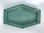 Antique Japanese Porcelain Small Plate Kozara Hexagon Celadon Sayagata Y328