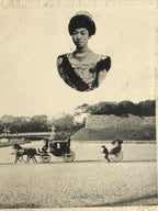 Antique Japanese Postcard Emperor Meiji Empress Shoken Paper Black White PC80