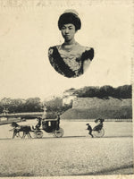 Antique Japanese Postcard Emperor Meiji Empress Shoken Paper Black White PC80