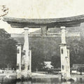 Antique Japanese Postcard Itsukushima Shrine Big Torii C1920 Black White PC140