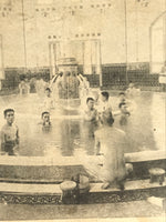 Antique Japanese Postcard Men Baths Hot Spring Osaka Radium Onsen Paper BW PC89
