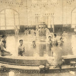 Antique Japanese Postcard Men Baths Hot Spring Osaka Radium Onsen Paper BW PC89
