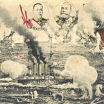 Antique Japanese Postcard Russo-Japanese War Naval Battle Paper Black Red PC81