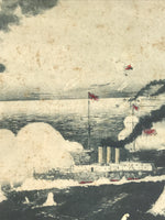 Antique Japanese Postcard Russo-Japanese War Naval Battle Paper Black Red PC82