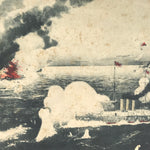 Antique Japanese Postcard Russo-Japanese War Naval Battle Paper Black Red PC82