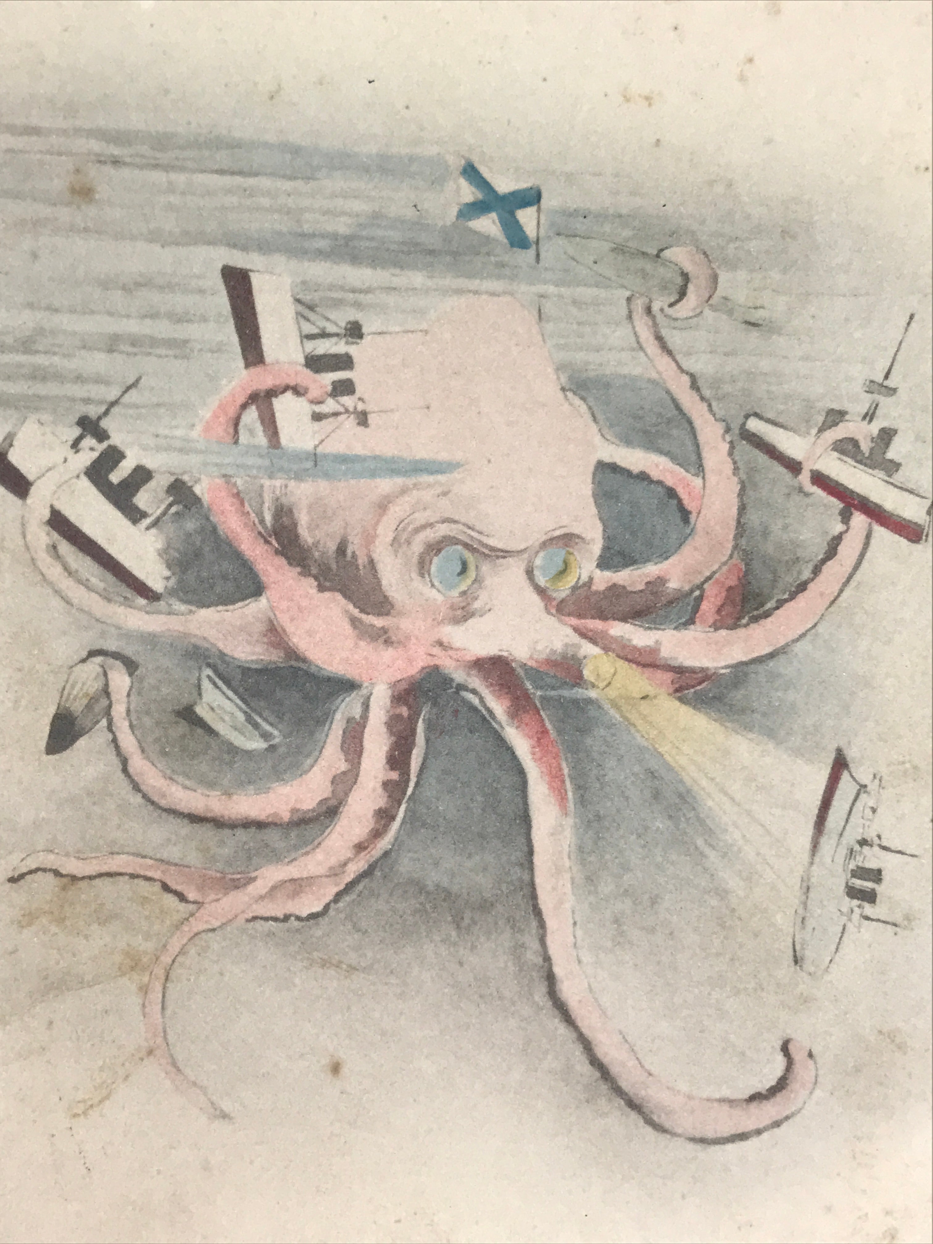 Antique Japanese Postcard Russo-Japanese War Port Arthur Parody Paper Color PC84