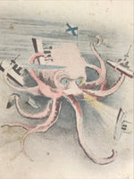 Antique Japanese Postcard Russo-Japanese War Port Arthur Parody Paper Color PC84