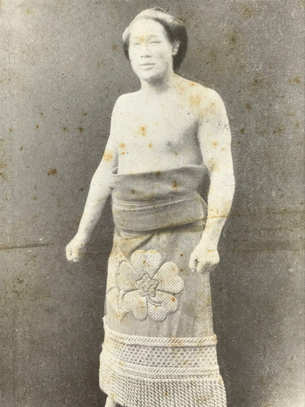 Antique Japanese Postcard Sumo Wrestler Asahibiki Nobuchika Black White PC93
