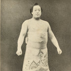 Antique Japanese Postcard Sumo Wrestler Fukuyanagi Isaburo Black White PC92