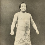 Antique Japanese Postcard Sumo Wrestler Fukuyanagi Isaburo Black White PC92