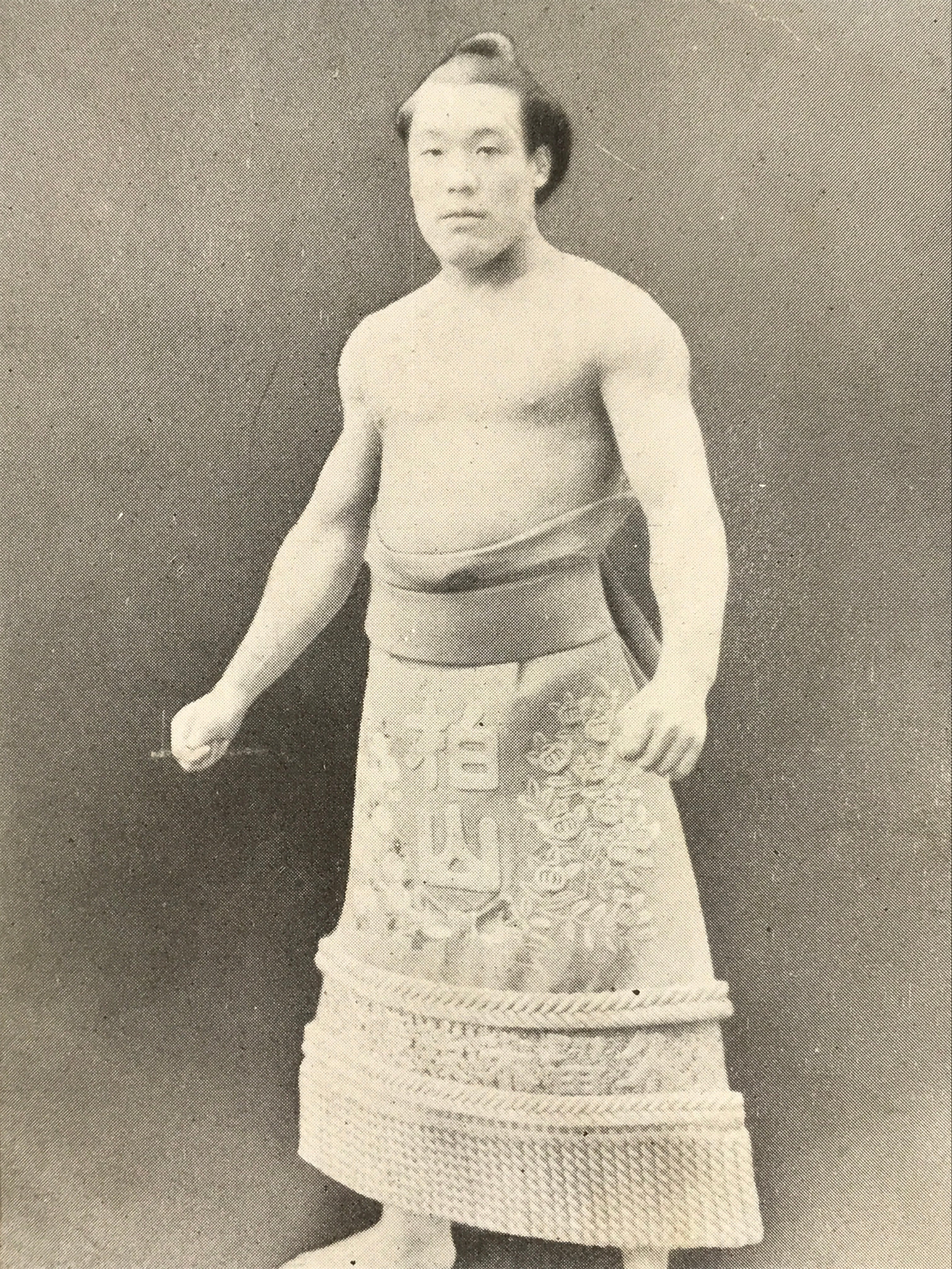 Antique Japanese Postcard Sumo Wrestler Kashiwayama Daigoro Black White PC110