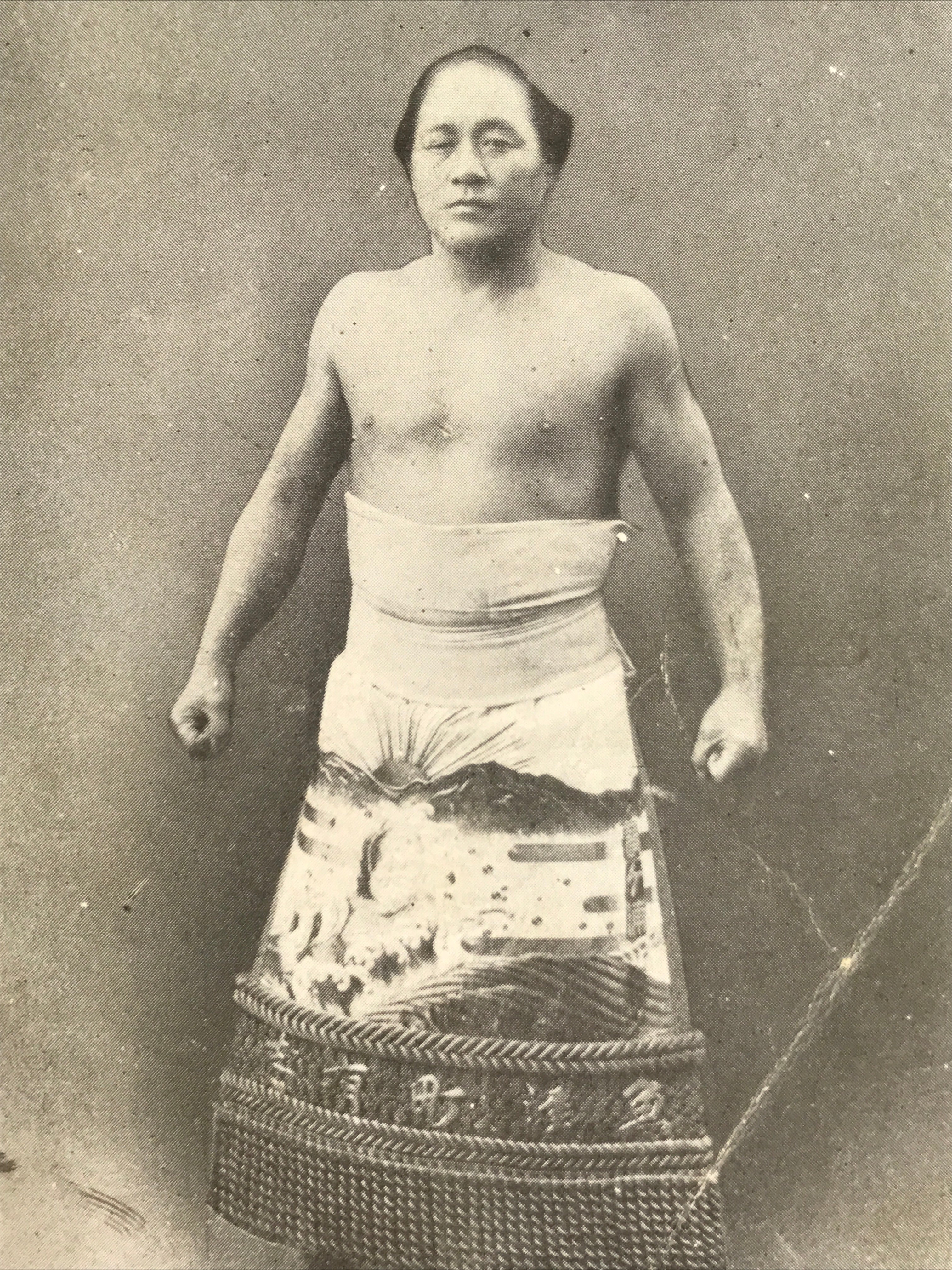 Antique Japanese Postcard Sumo Wrestler Kotogaura Zenjiro Black White PC105