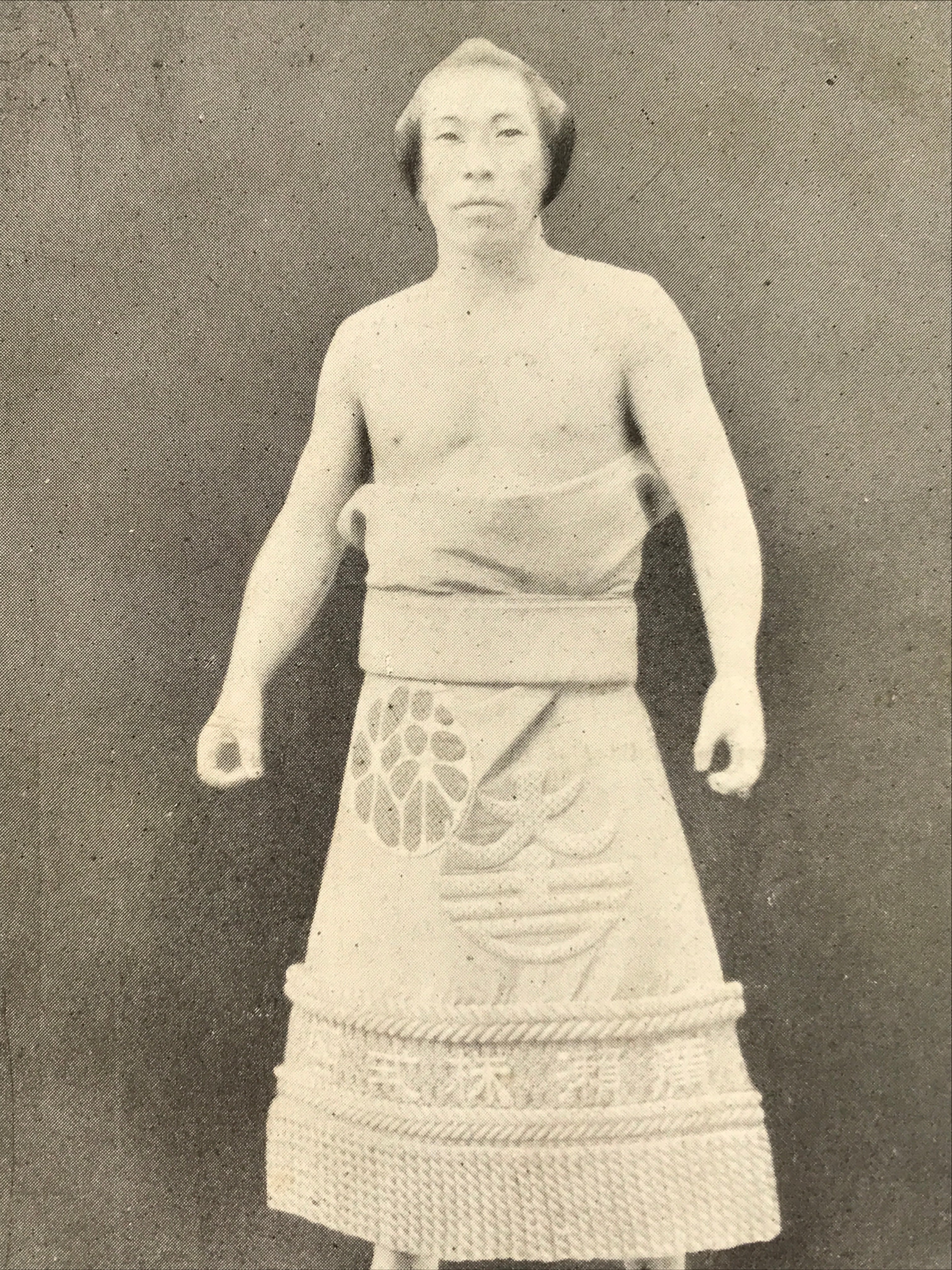 Antique Japanese Postcard Sumo Wrestler Naranishiki Masakichi Black White PC108