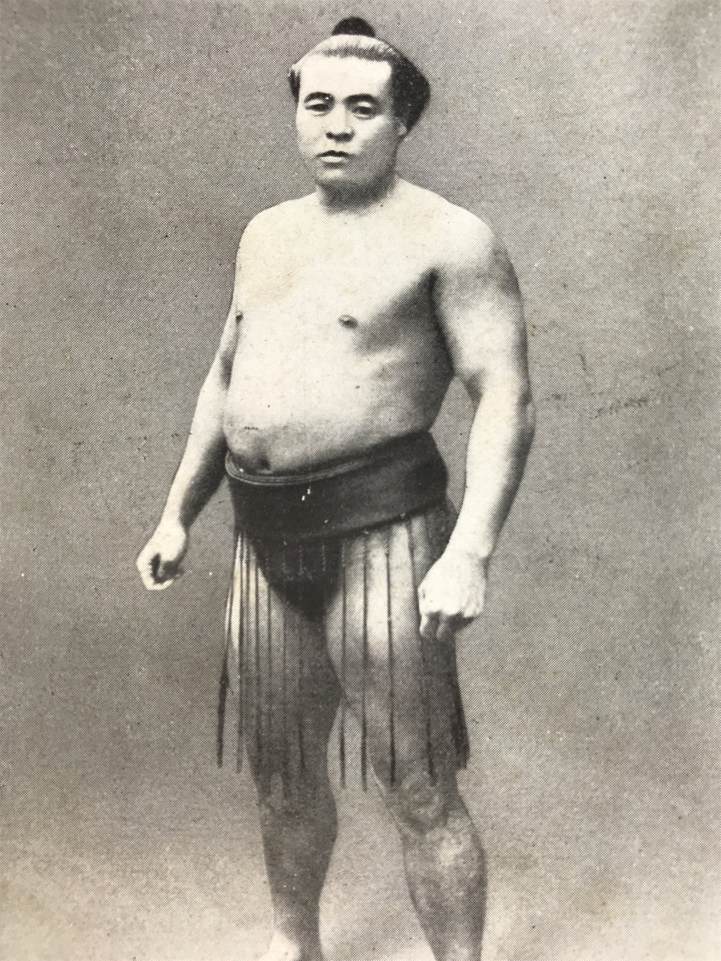 Antique Japanese Postcard Sumo Wrestler Oonosato Mansuke Paper Black White PC97