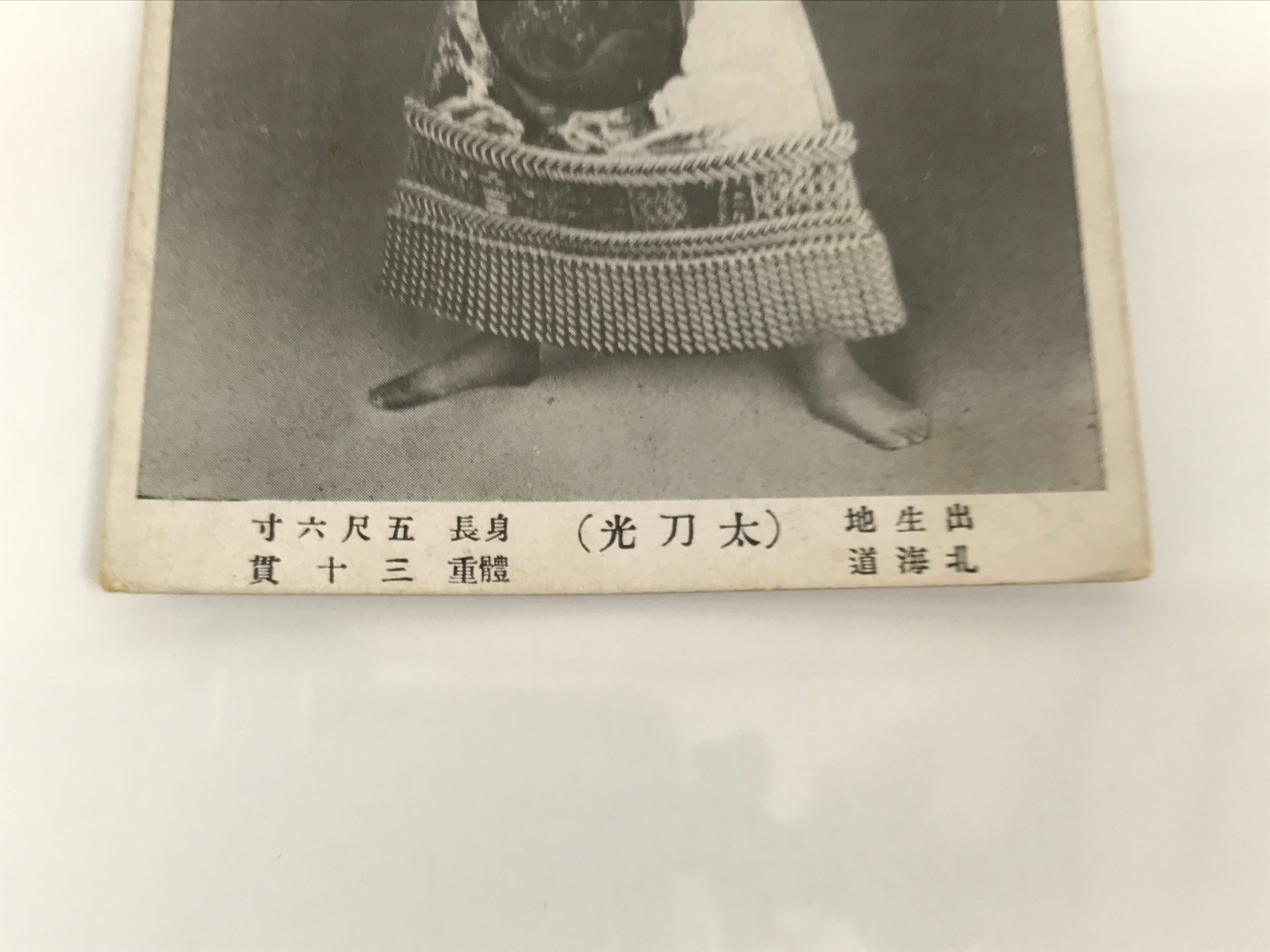 Antique Japanese Postcard Sumo Wrestler Tachihikari Den'emon Black White PC101