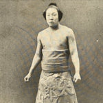 Antique Japanese Postcard Sumo Wrestler Taroyama Yukichi Black White PC104