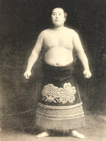 Antique Japanese Postcard Sumo Wrestler Umenohana Ichigoro Paper Black White PC91