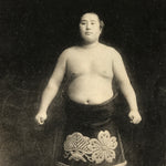 Antique Japanese Postcard Sumo Wrestler Umenohana Ichigoro Paper Black White PC9