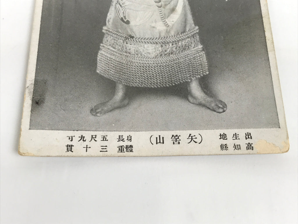Antique Japanese Postcard Sumo Wrestler Yahazuyama Noboru Paper Black White PC96