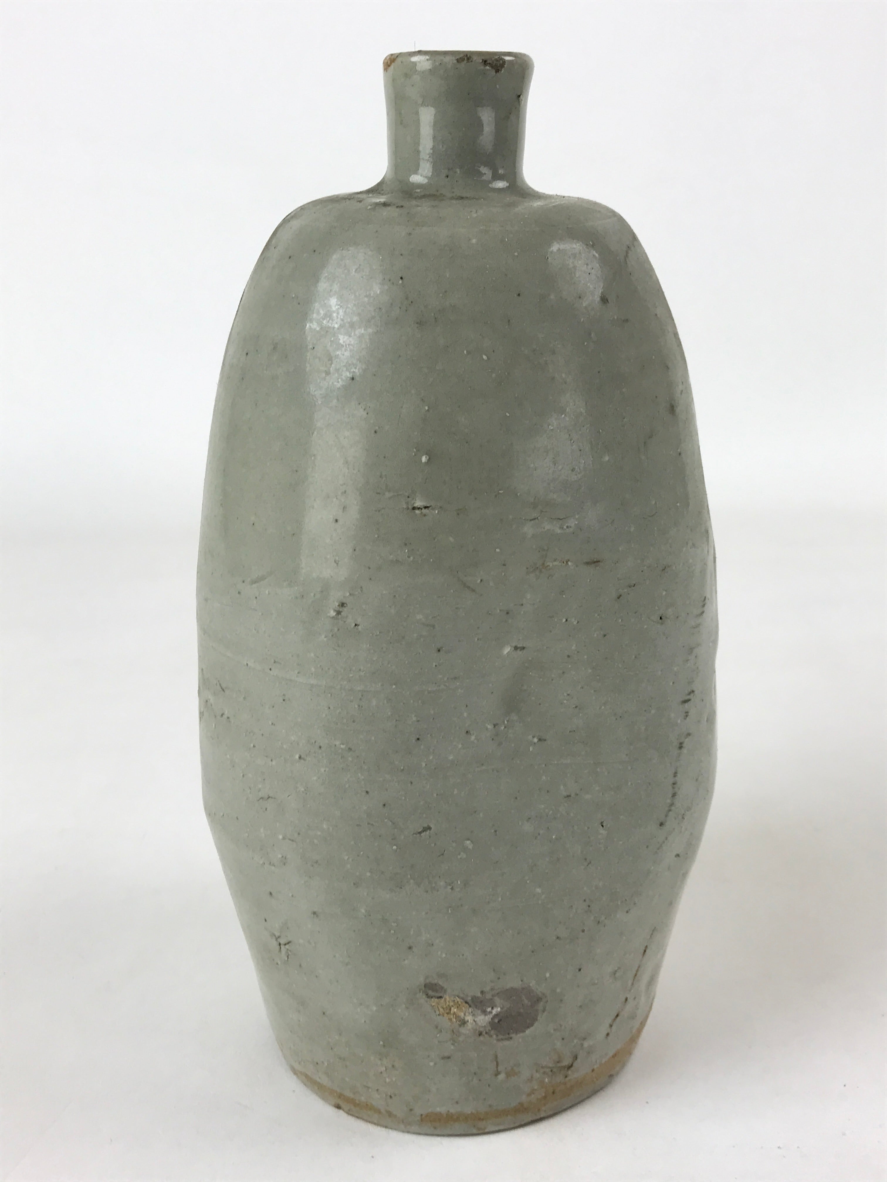 Antique Japanese Sake Bottle Ceramic Kayoi-Tokkuri C1900 Simple Gray TS603