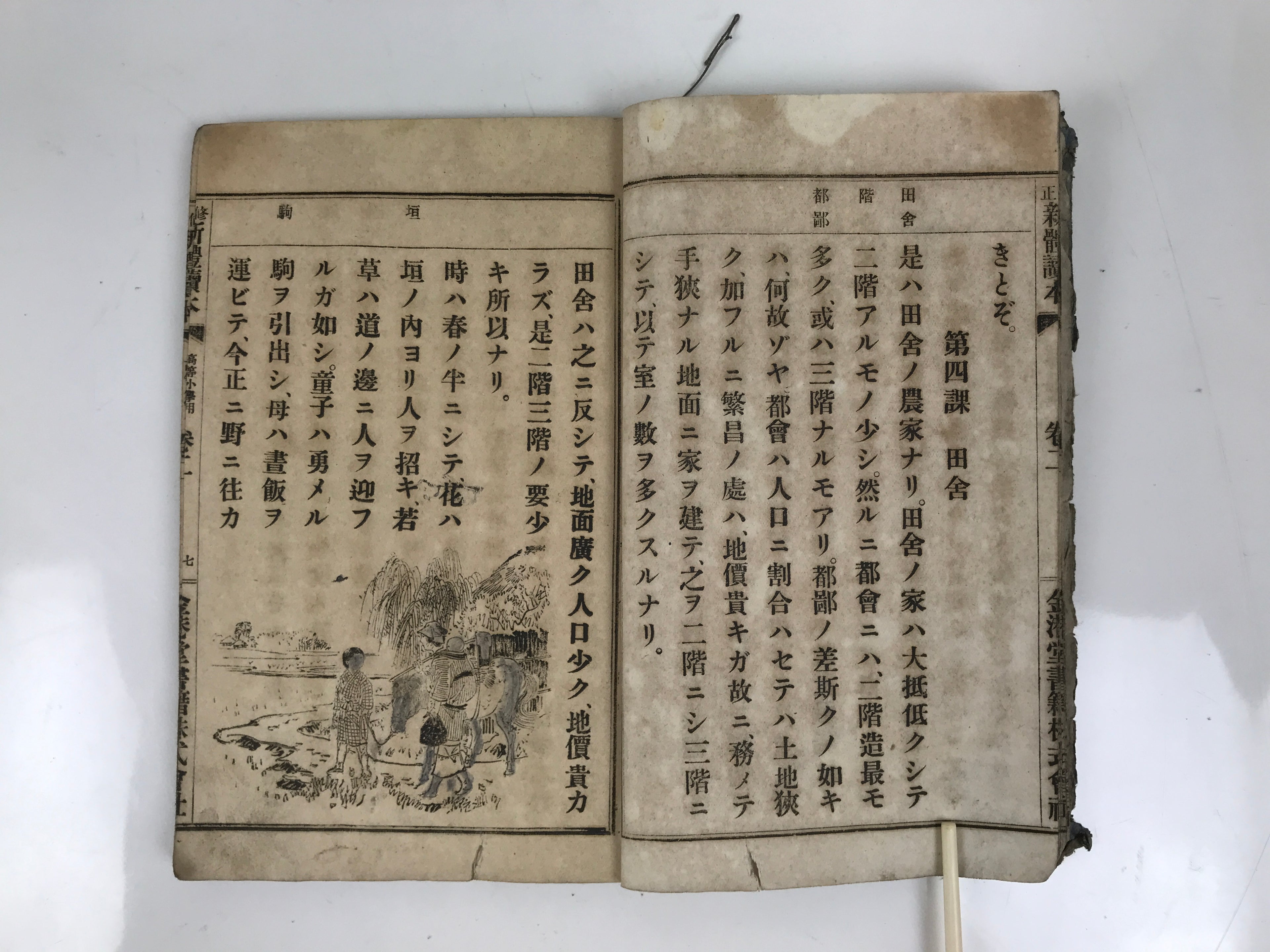 Antique Japanese School Textbook Comprehensive Reading Book C1900 Meiji HN36