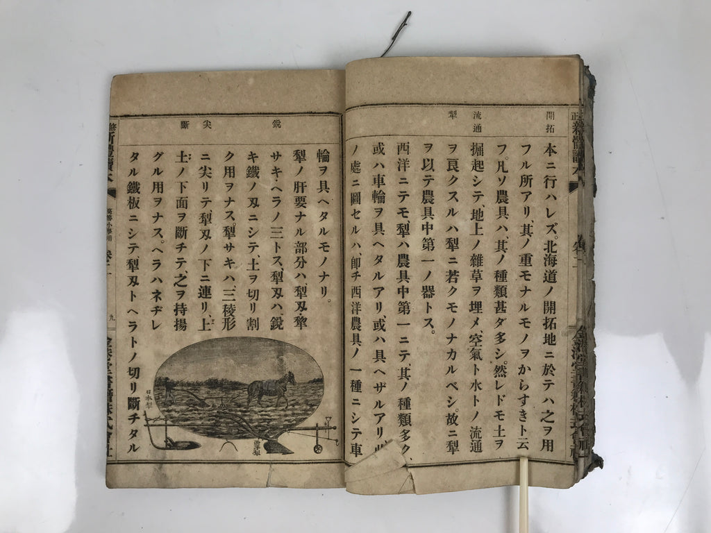 Antique Japanese School Textbook Comprehensive Reading Book C1900 Meiji HN36