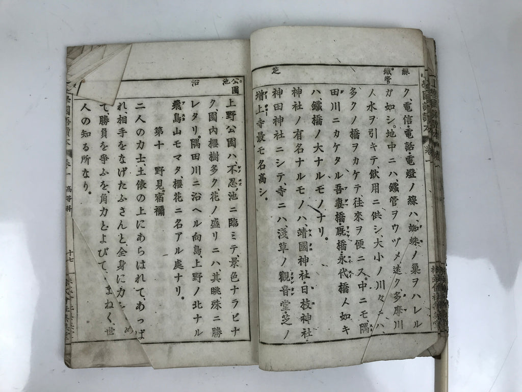 Antique Japanese School Textbook Official Reading Book C1900 Meiji Green HN34