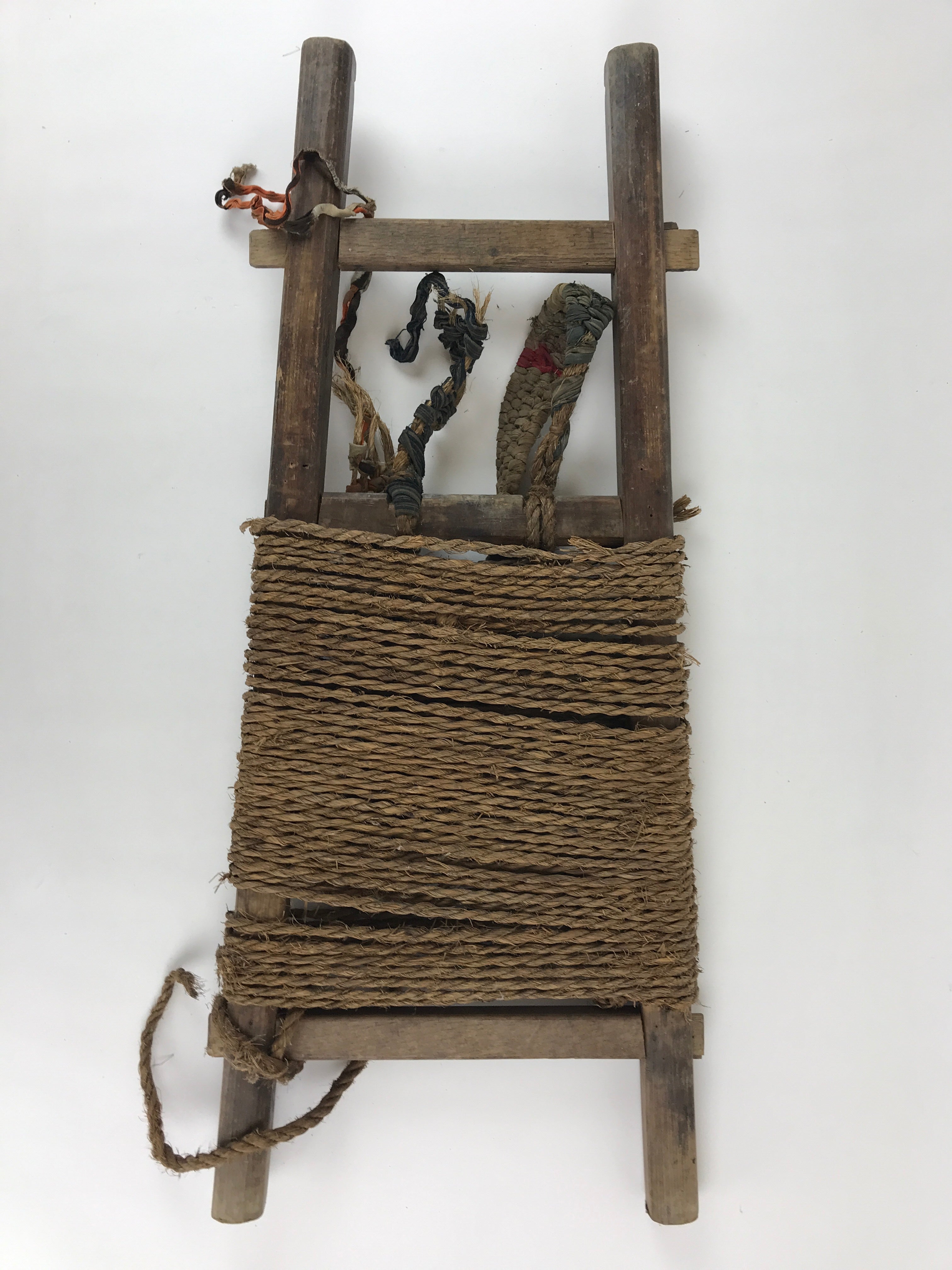 Antique Japanese Shoiko Backpack Carrying Rack Hardwood Straw Rope