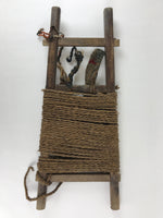 Antique Japanese Shoiko Backpack Carrying Rack Hardwood Straw Rope Fabric JK557