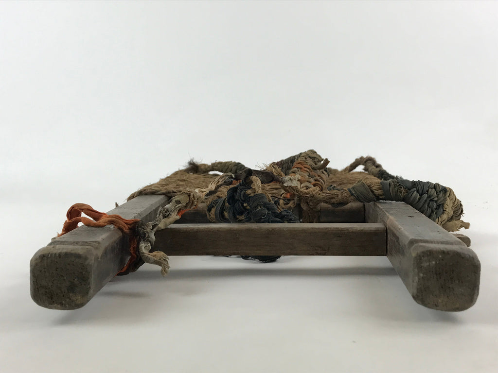 Antique Japanese Shoiko Backpack Carrying Rack Hardwood Straw Rope Fabric JK557