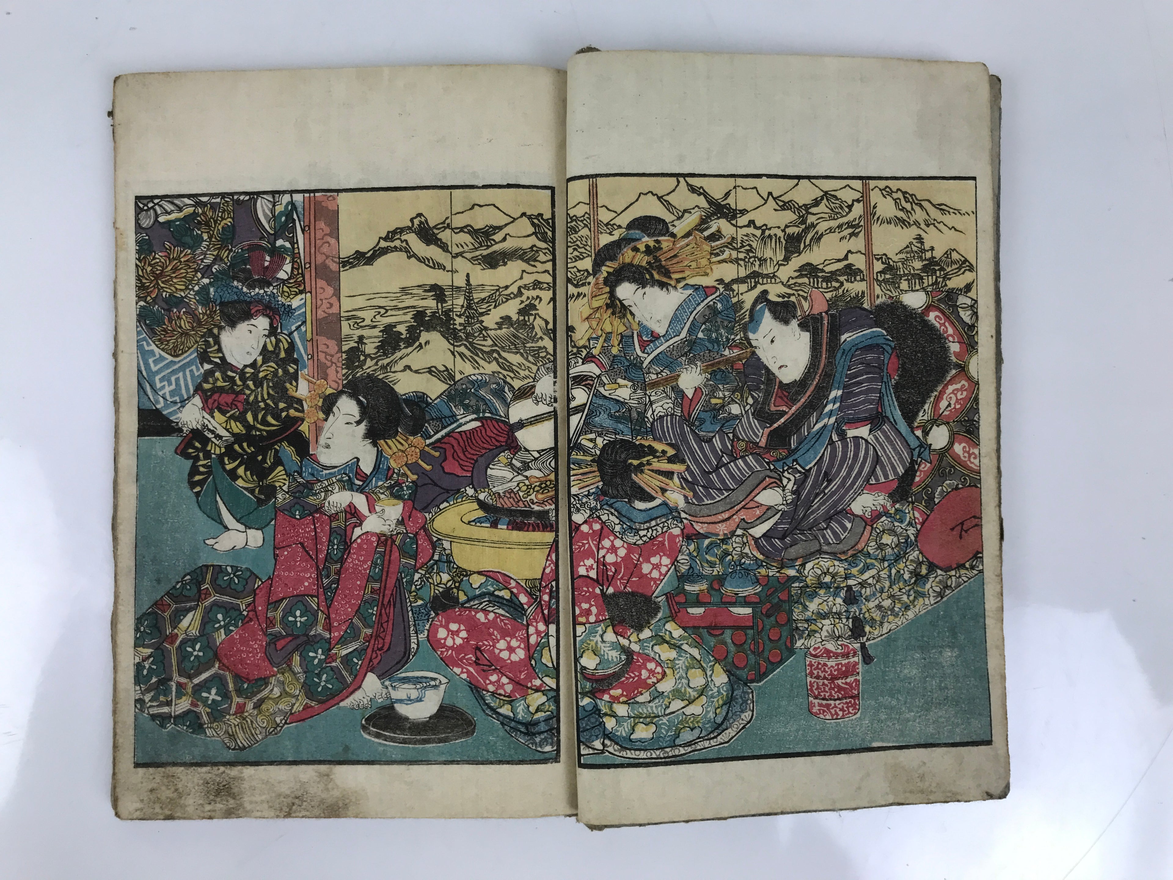 Antique Japanese Shunga Ukiyoe Erotic Art Book Edo Woodblock Print Oiran FL402