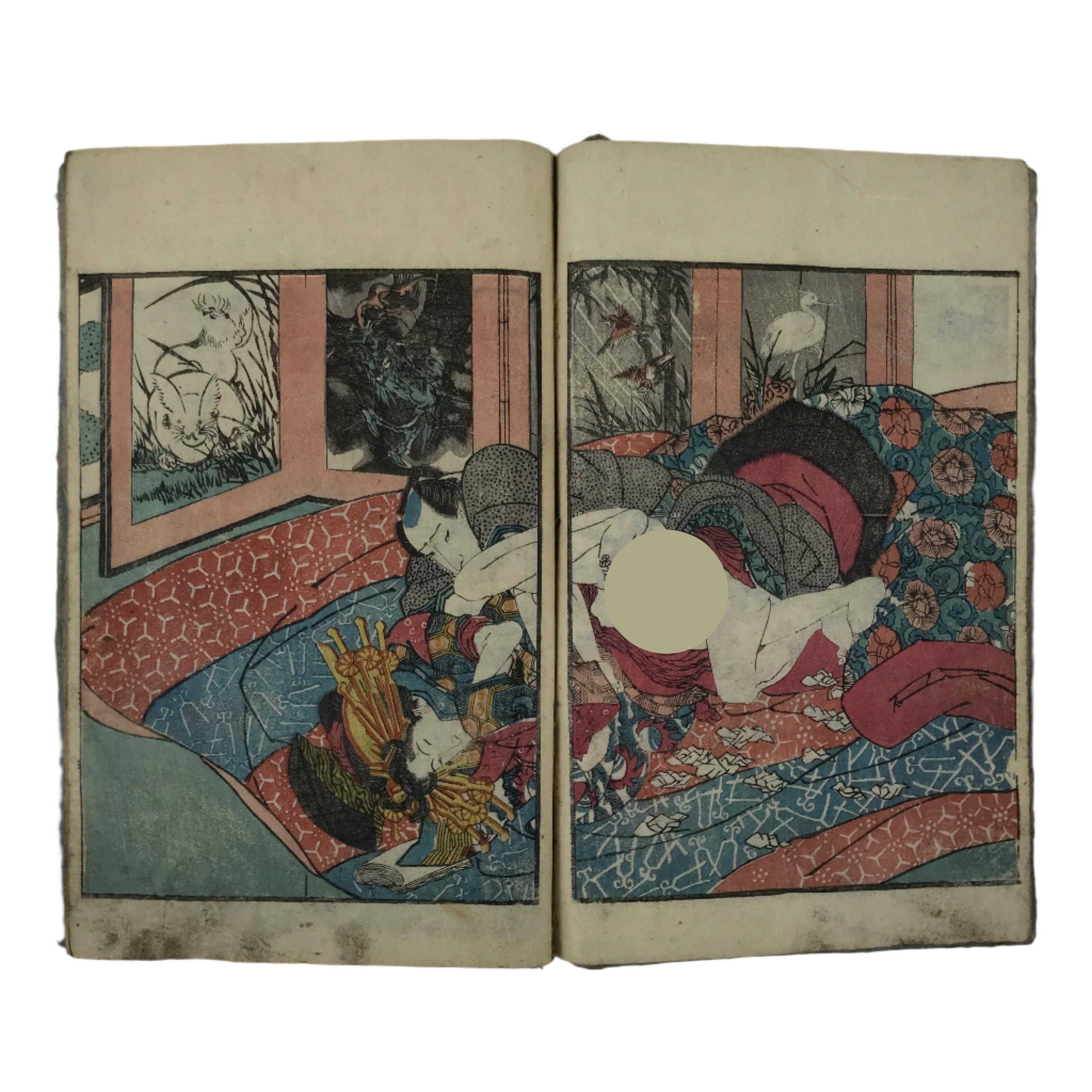 Antique Japanese Shunga Ukiyoe Erotic Art Book Edo Woodblock Print Oiran FL402