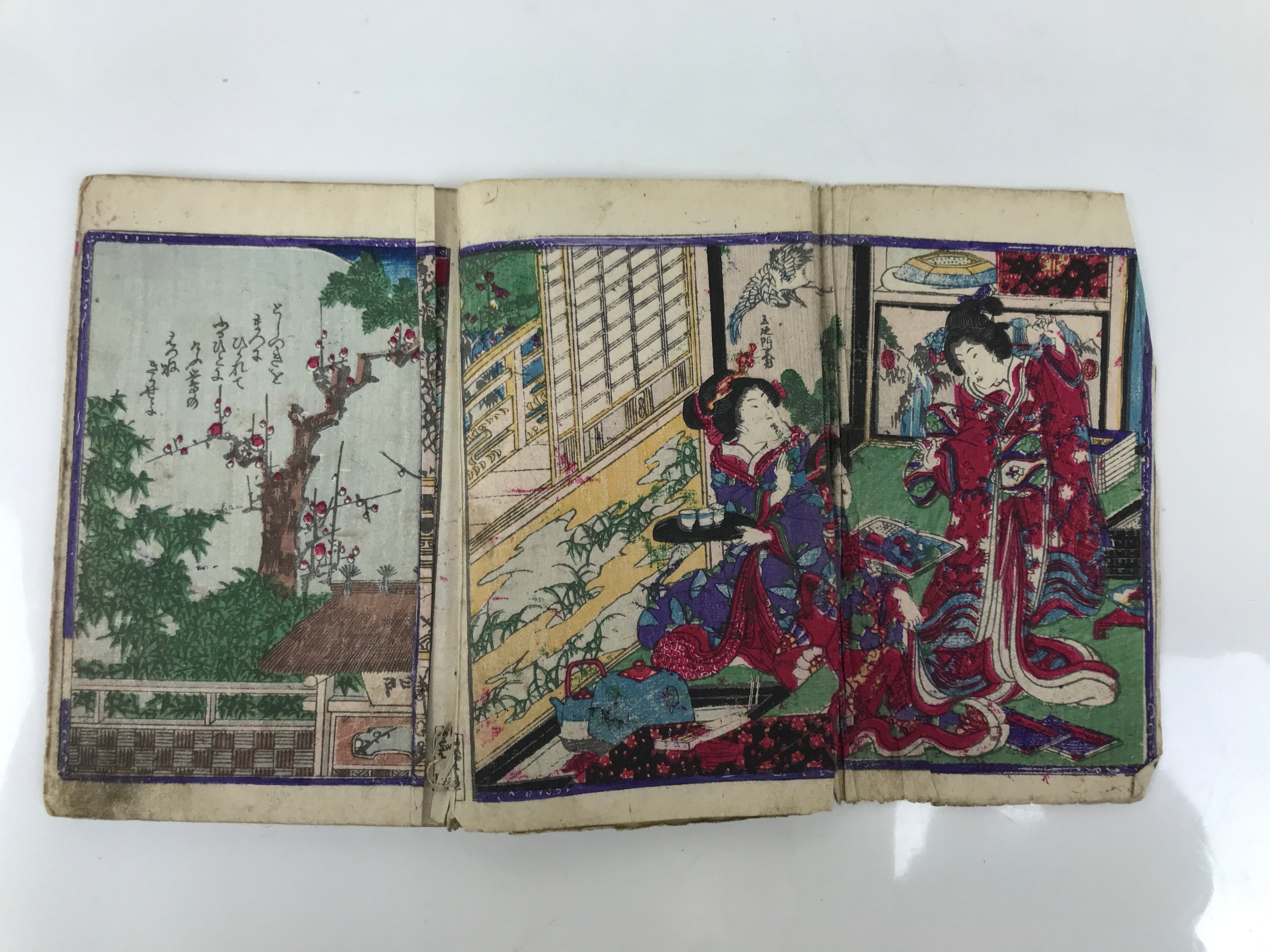 Antique Japanese Shunga Ukiyoe Erotic Art Book Woodblock Print Kimono Edo FL396