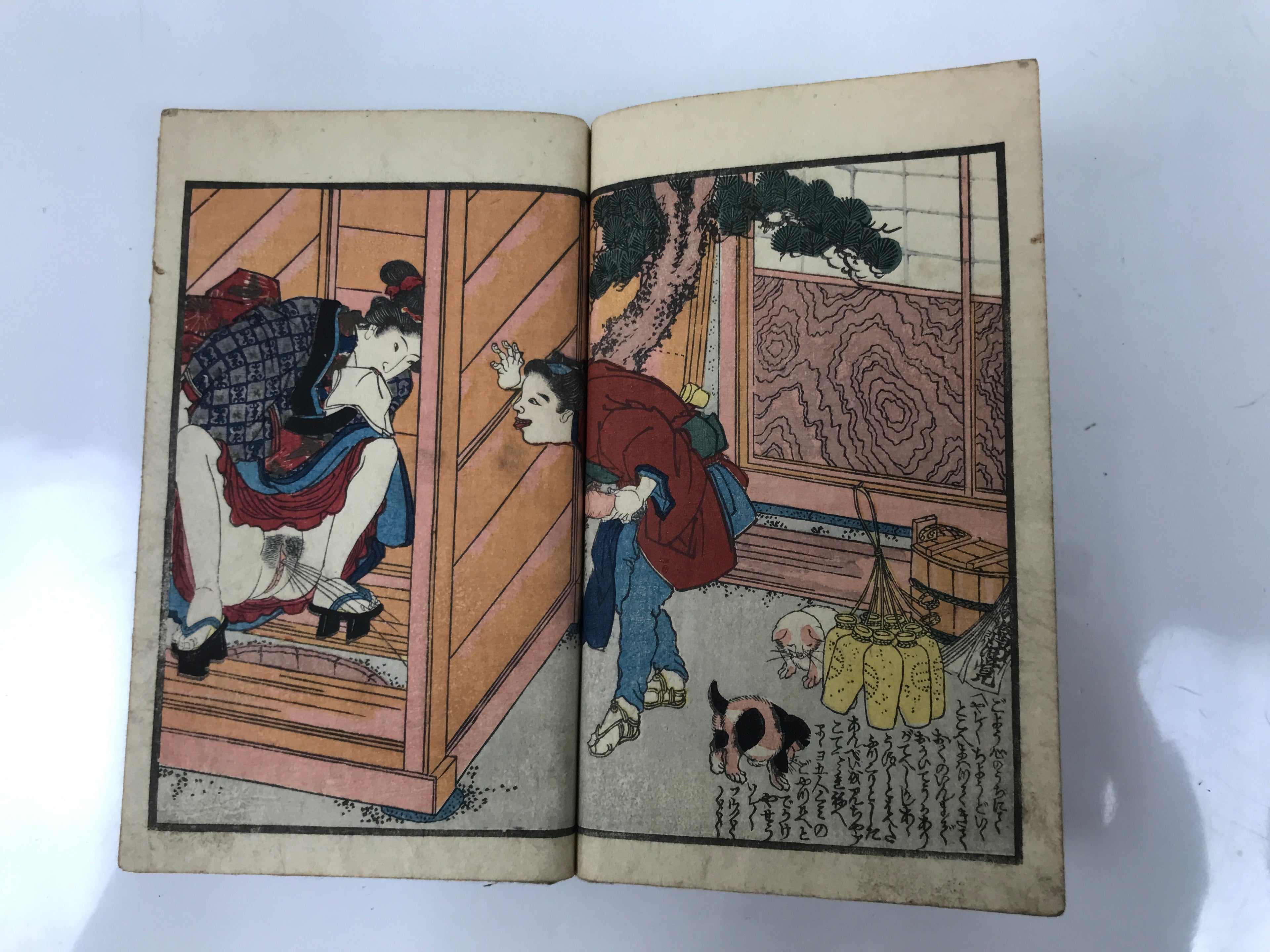 Antique Japanese Shunga Ukiyoe Erotic Art Book Woodblock Print Kimono Edo FL399