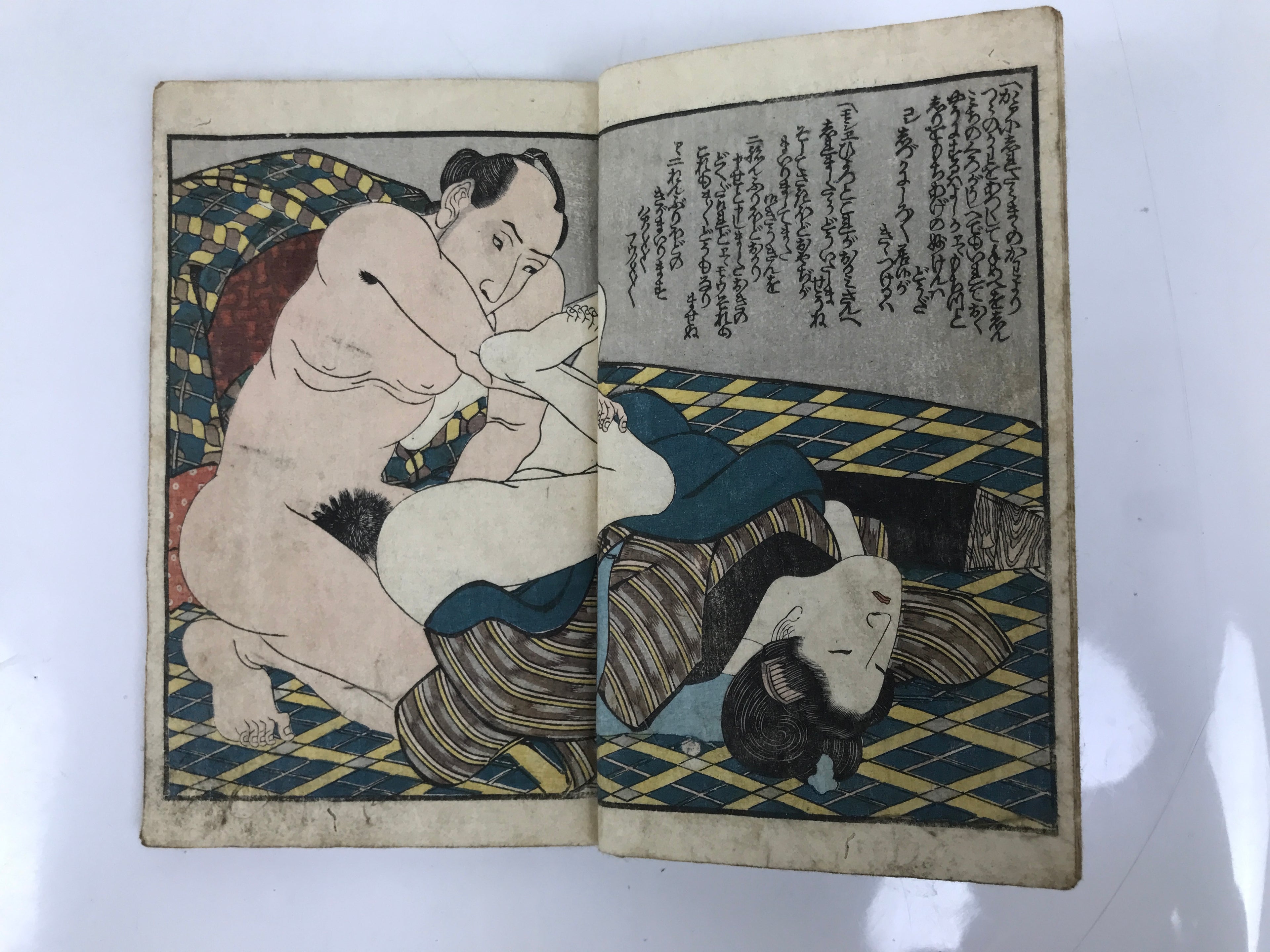 Antique Japanese Shunga Ukiyoe Erotic Art Book Woodblock Print Kimono Edo FL400