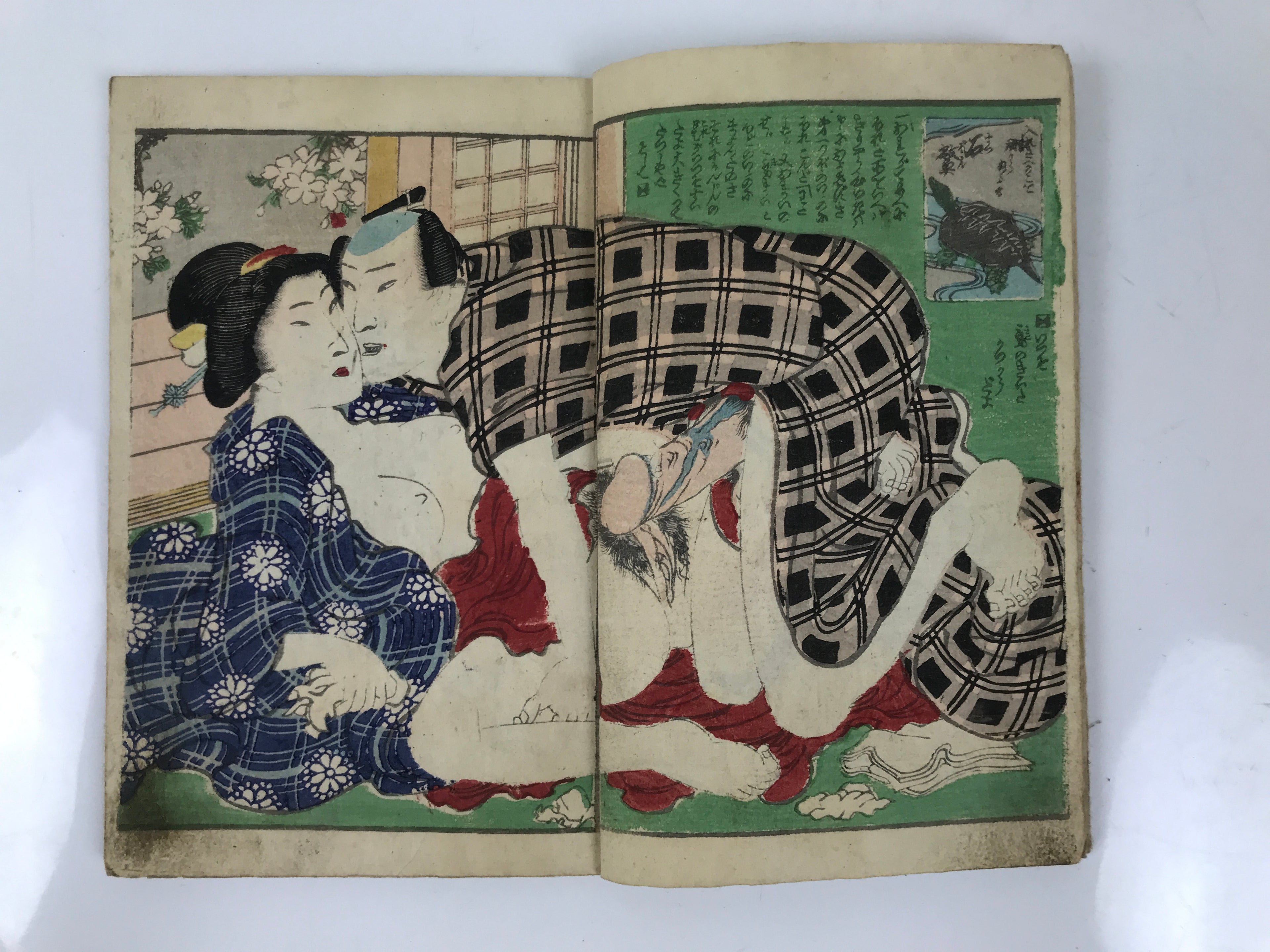 Antique Japanese Shunga Ukiyoe Erotic Art Book Woodblock Print Kimono Edo FL401