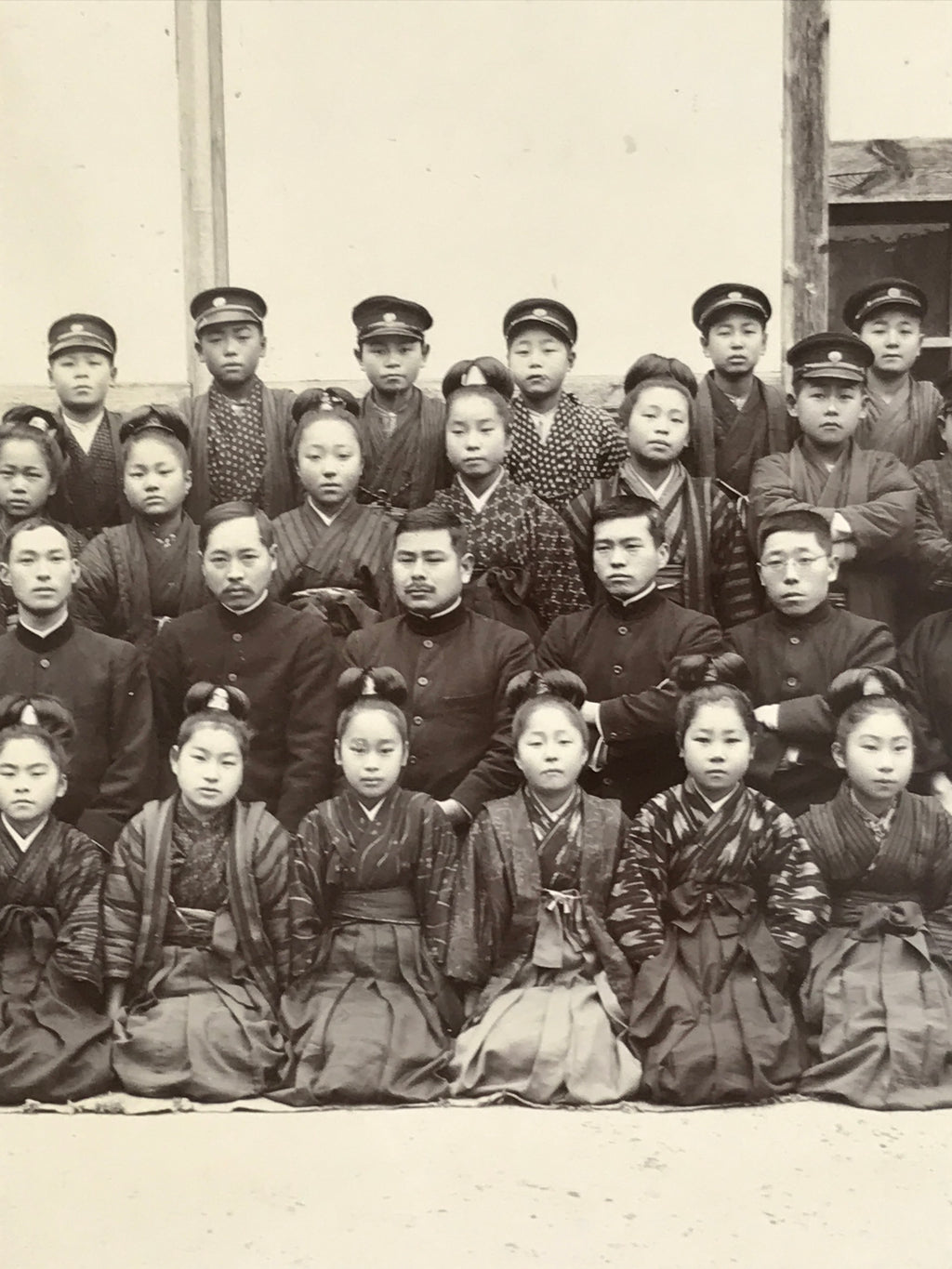 Antique Japanese Taisho Boys School Photograph Hakama Kimono Black White PH27