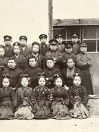 Antique Japanese Taisho Boys School Photograph Hakama Kimono Black White PH27